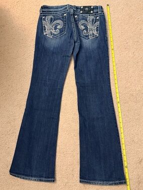 Miss Me Dark Blue Embroidered Flare Jeans